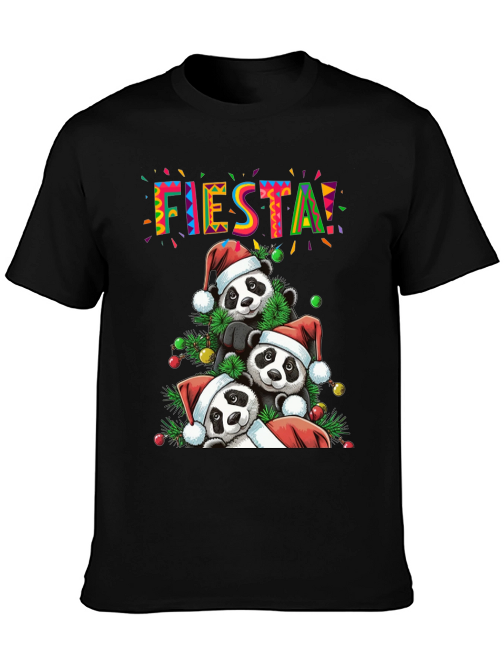 Fiesta Pandas Christmas Holiday Graphic Tee