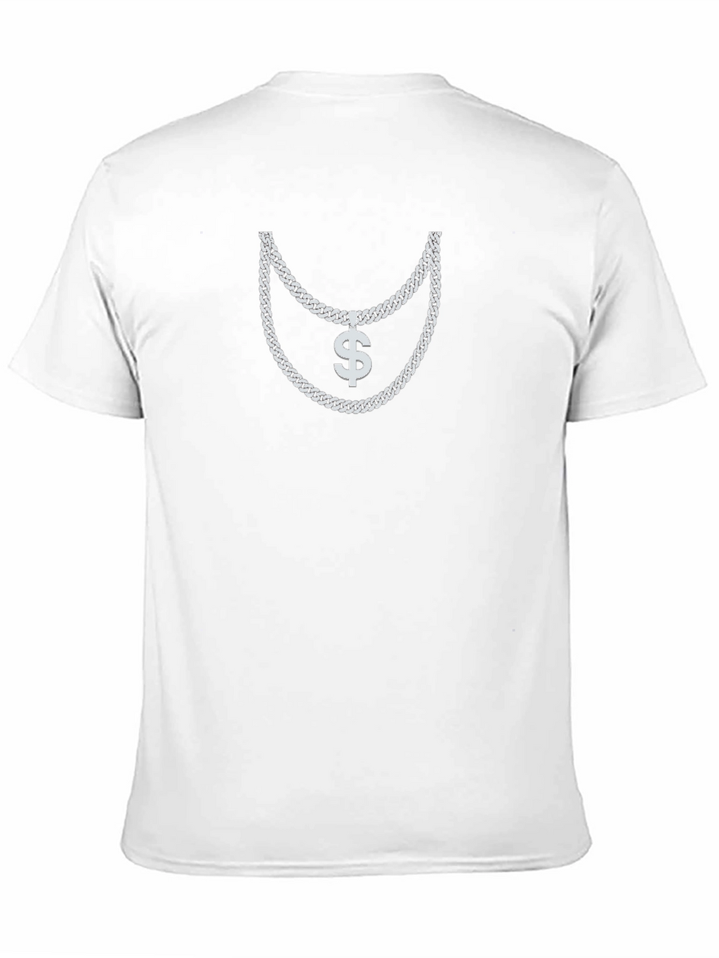 Mens Black T-Shirt with Silver Chain and Dollar Sign