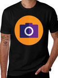 Camera Icon Graphic Tee - Black Cotton T-Shirt