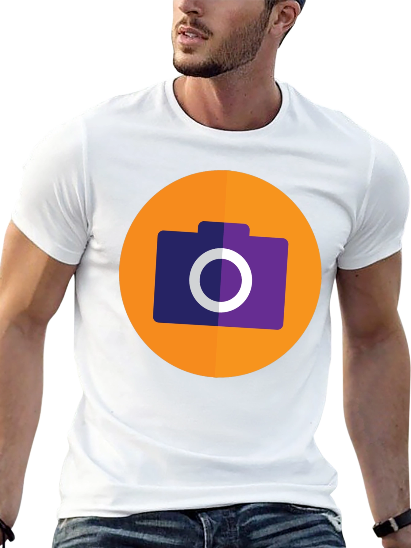 Camera Icon Graphic Tee - Black Cotton T-Shirt
