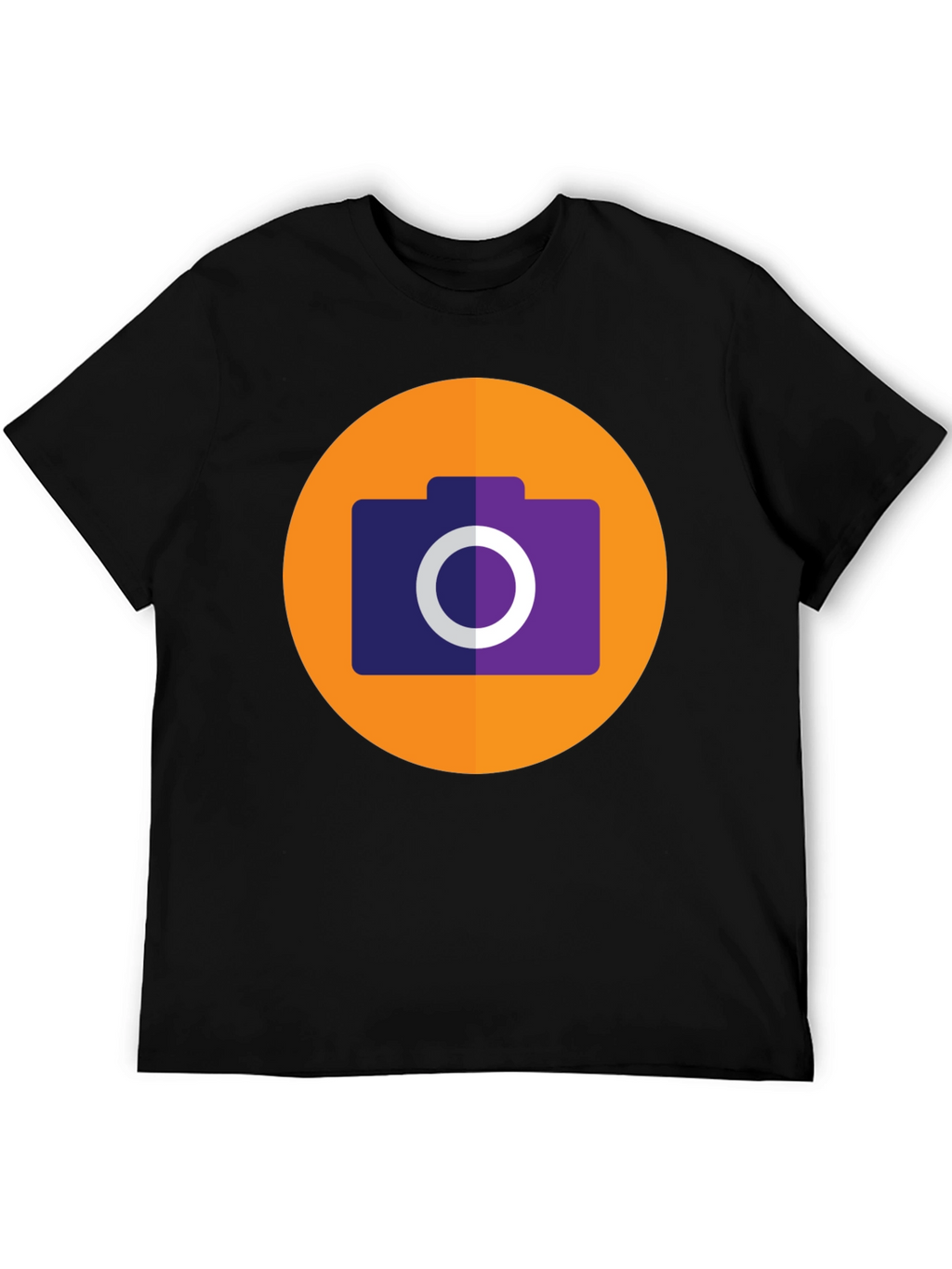 Camera Icon Graphic Tee - Black Cotton T-Shirt