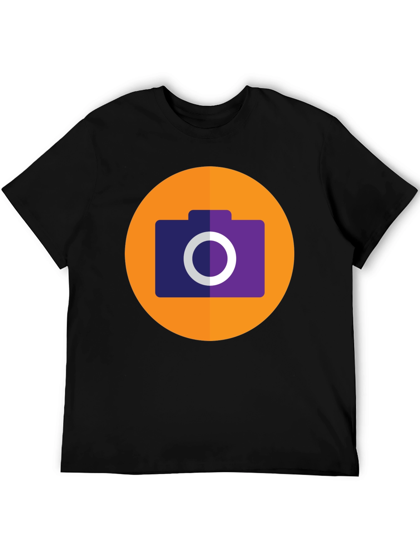 Camera Icon Graphic Tee - Black Cotton T-Shirt
