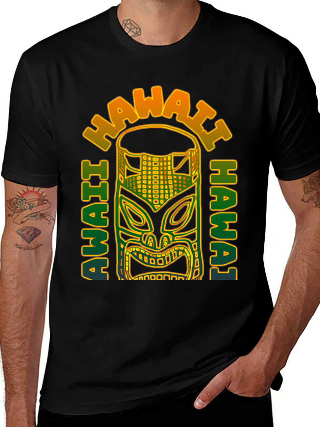 Hawaii Tiki Mask Graphic T-Shirt - Aloha Vibes