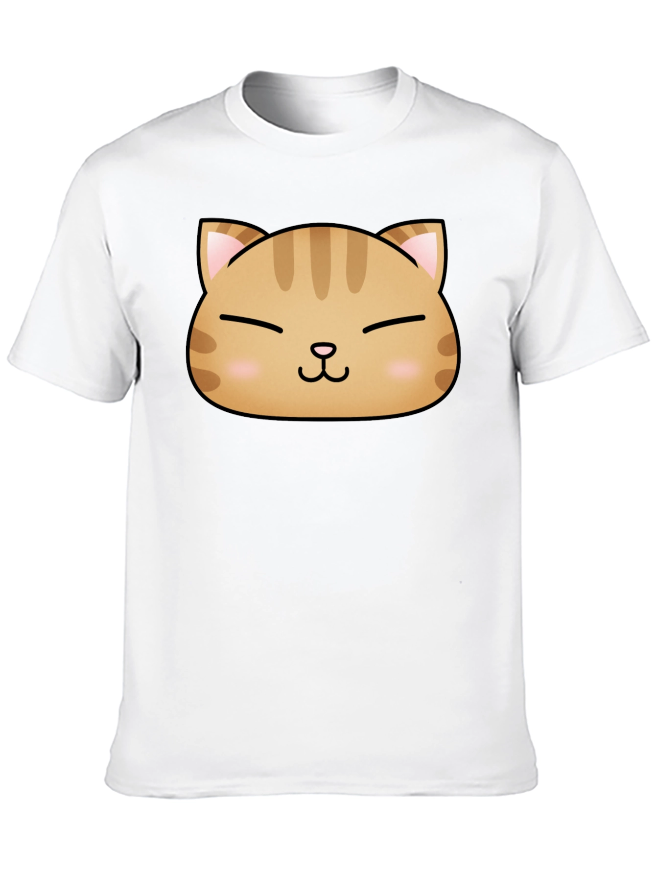 Cute Cat Face Graphic Print Black T-Shirt