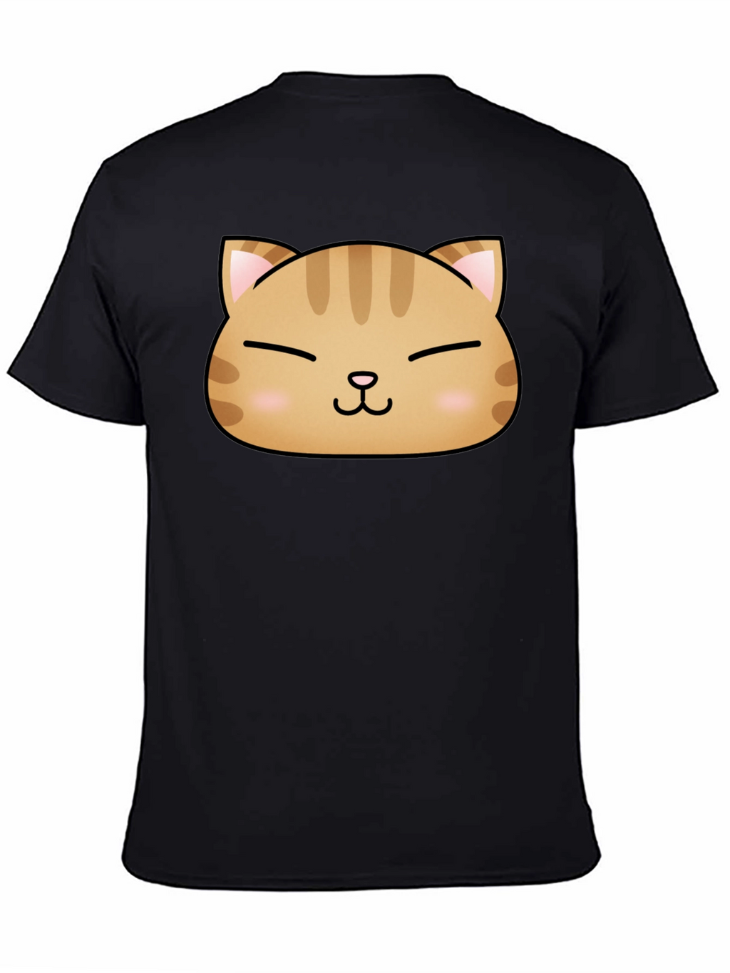 Cute Cat Face Graphic Print Black T-Shirt