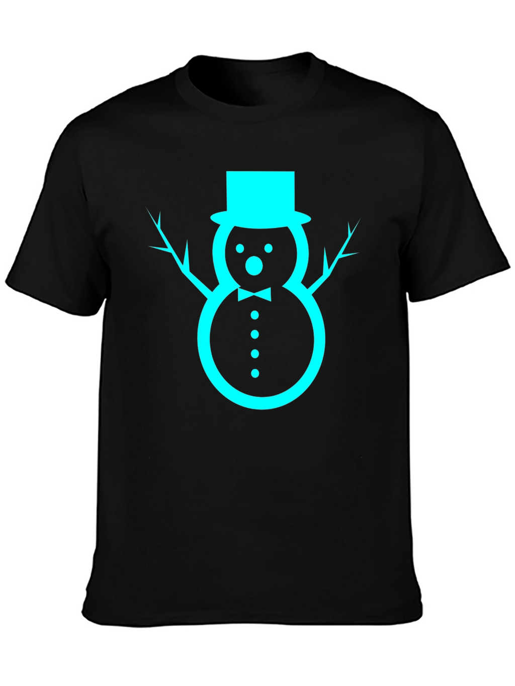 Festive Snowman Graphic Tee - Black Cotton Blend