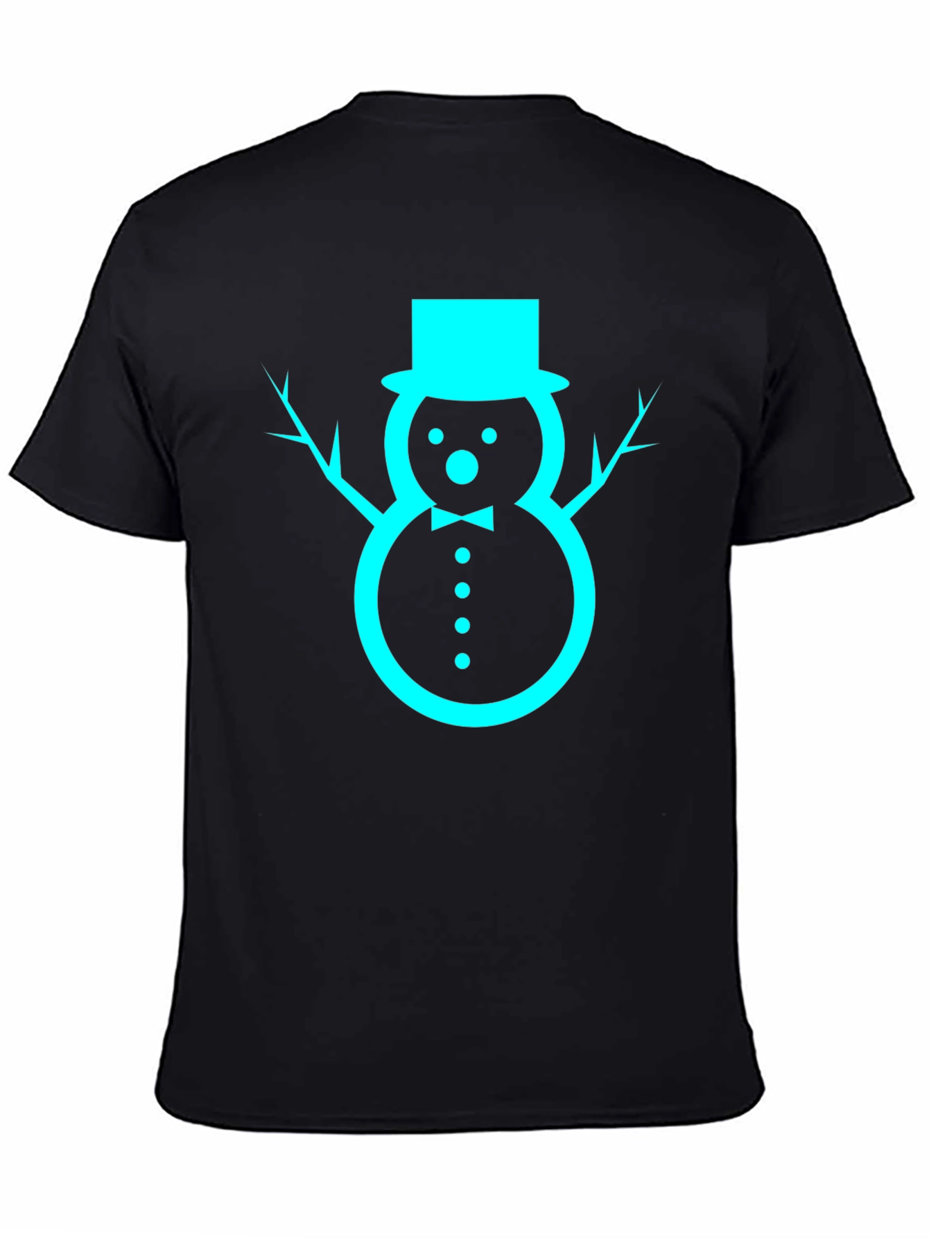Festive Snowman Graphic Tee - Black Cotton Blend