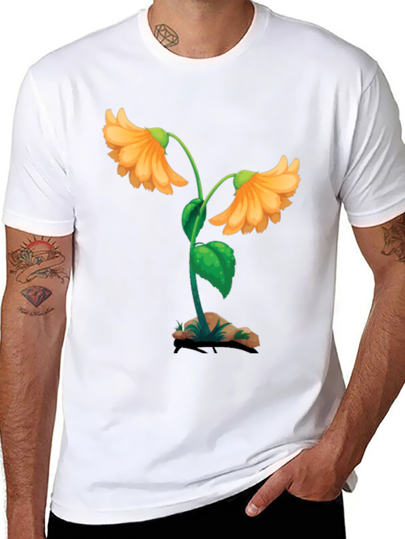 Floral Graphic Black T-Shirt - Unique Design