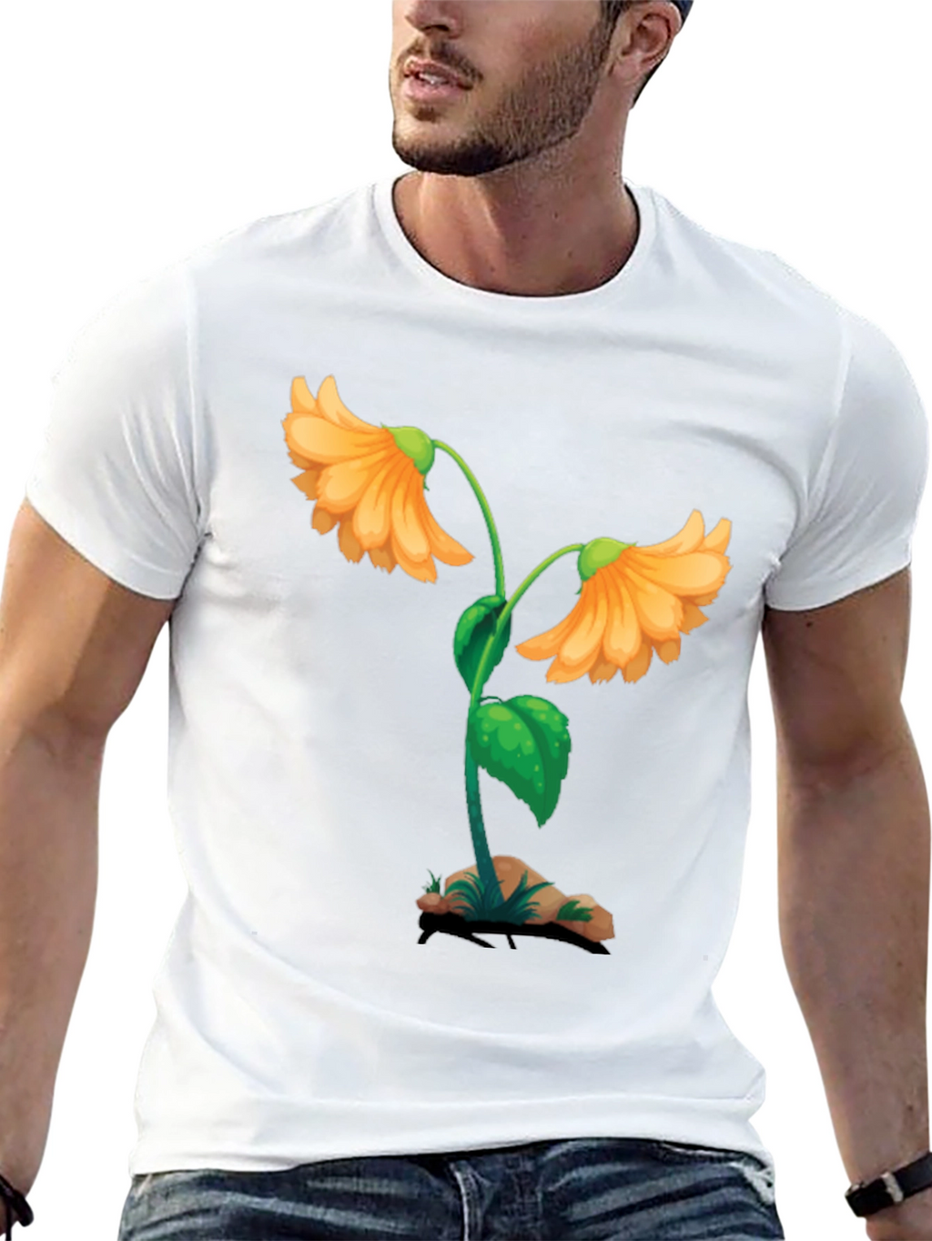 Floral Graphic Black T-Shirt - Unique Design