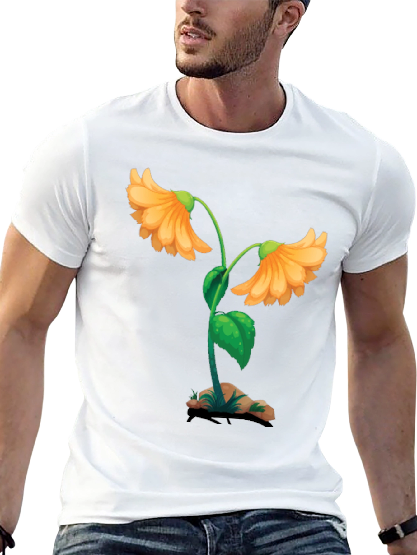 Floral Graphic Black T-Shirt - Unique Design