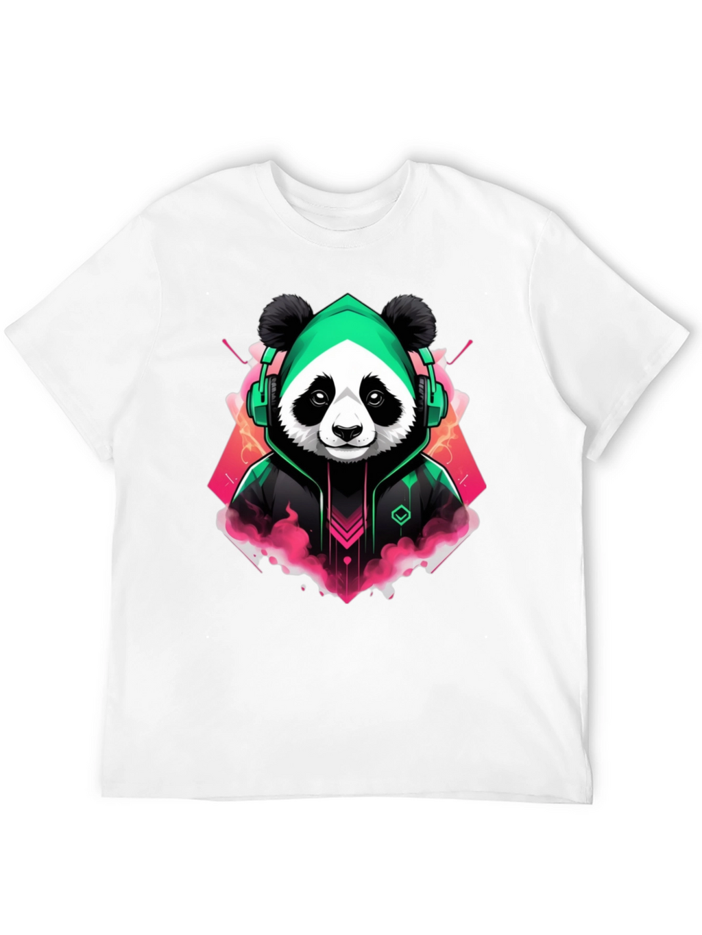 Cool Panda Gamer Graphic Tee - Black Cotton Blend