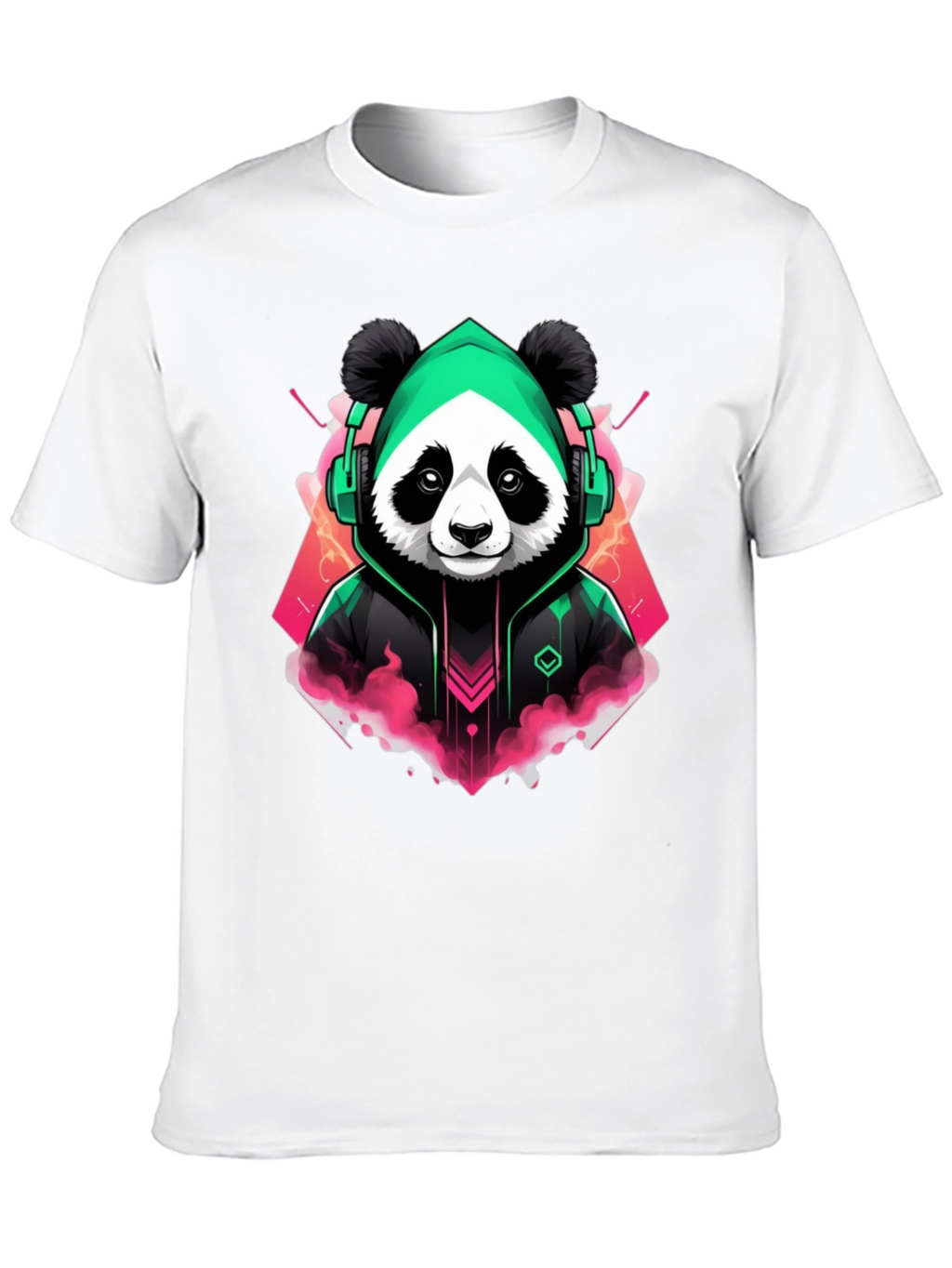 Cool Panda Gamer Graphic Tee - Black Cotton Blend