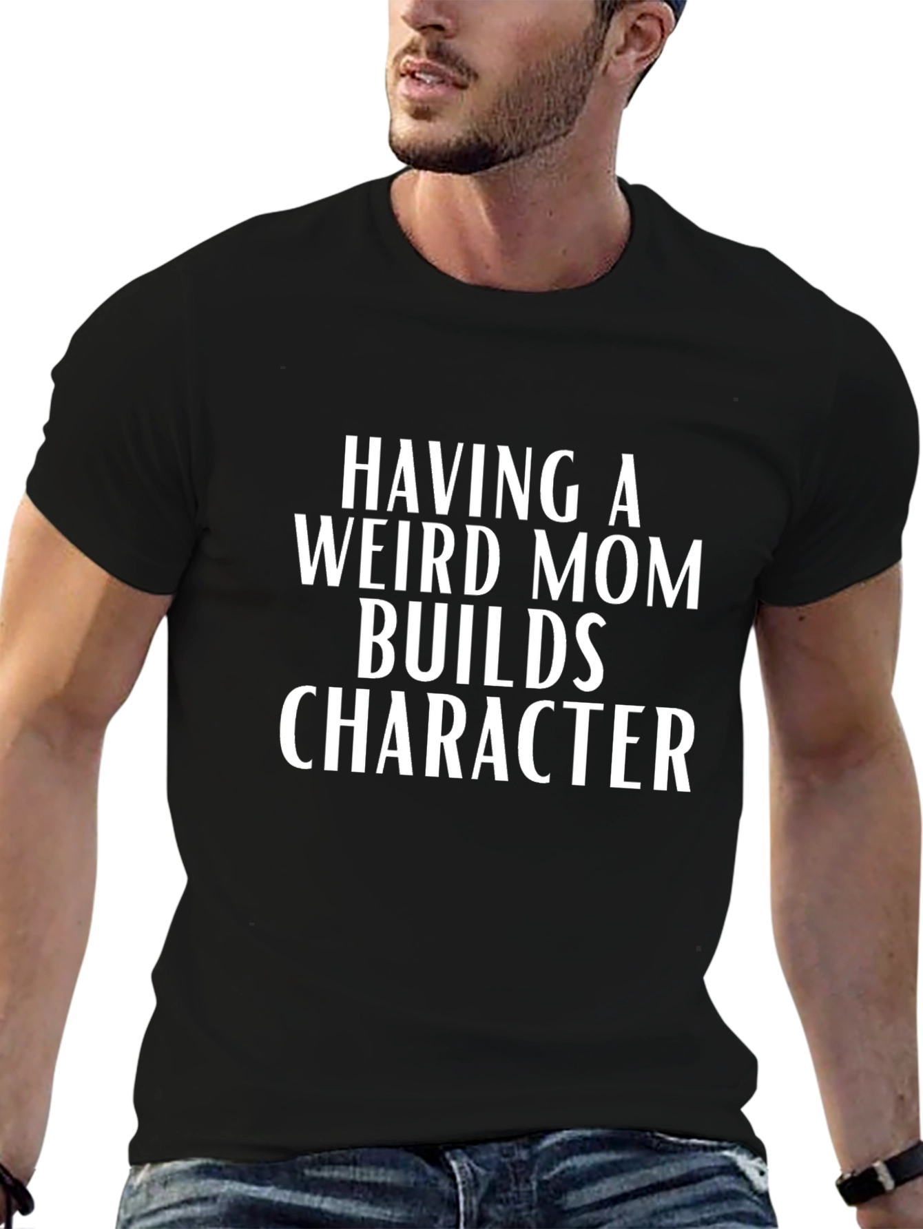 Weird Mom Character Black Graphic T-Shirt