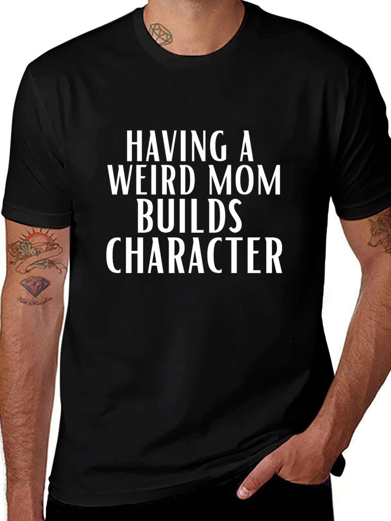 Weird Mom Character Black Graphic T-Shirt