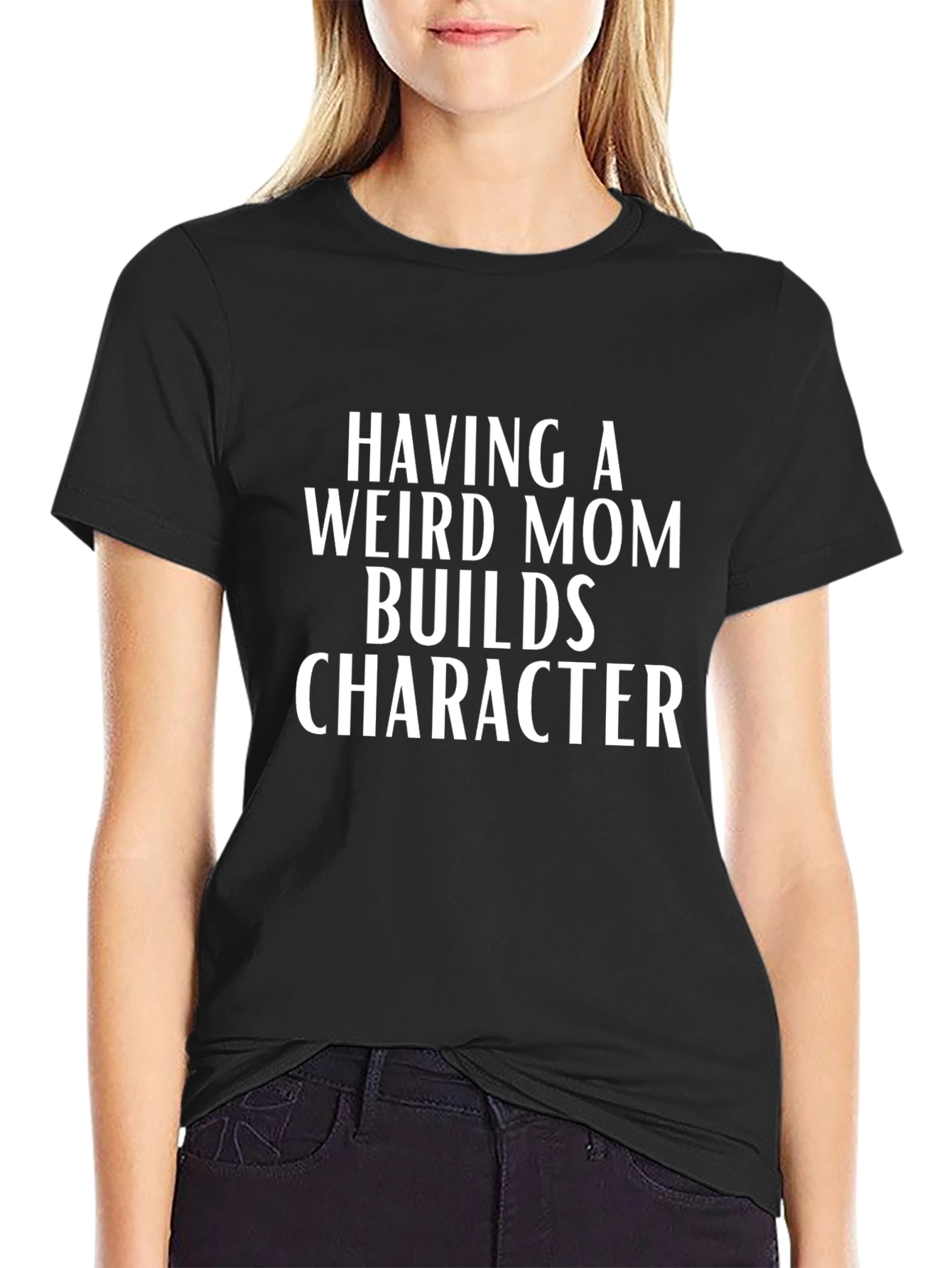 Weird Mom Character Black Graphic T-Shirt