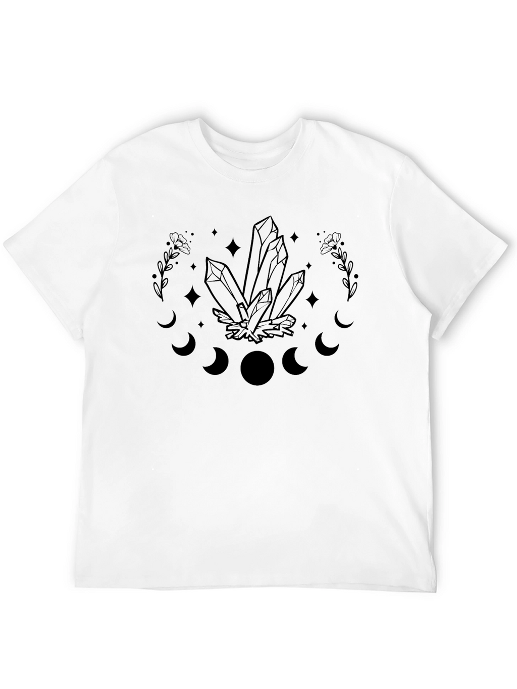 Crystal Moon Phase Graphic Tee - Black