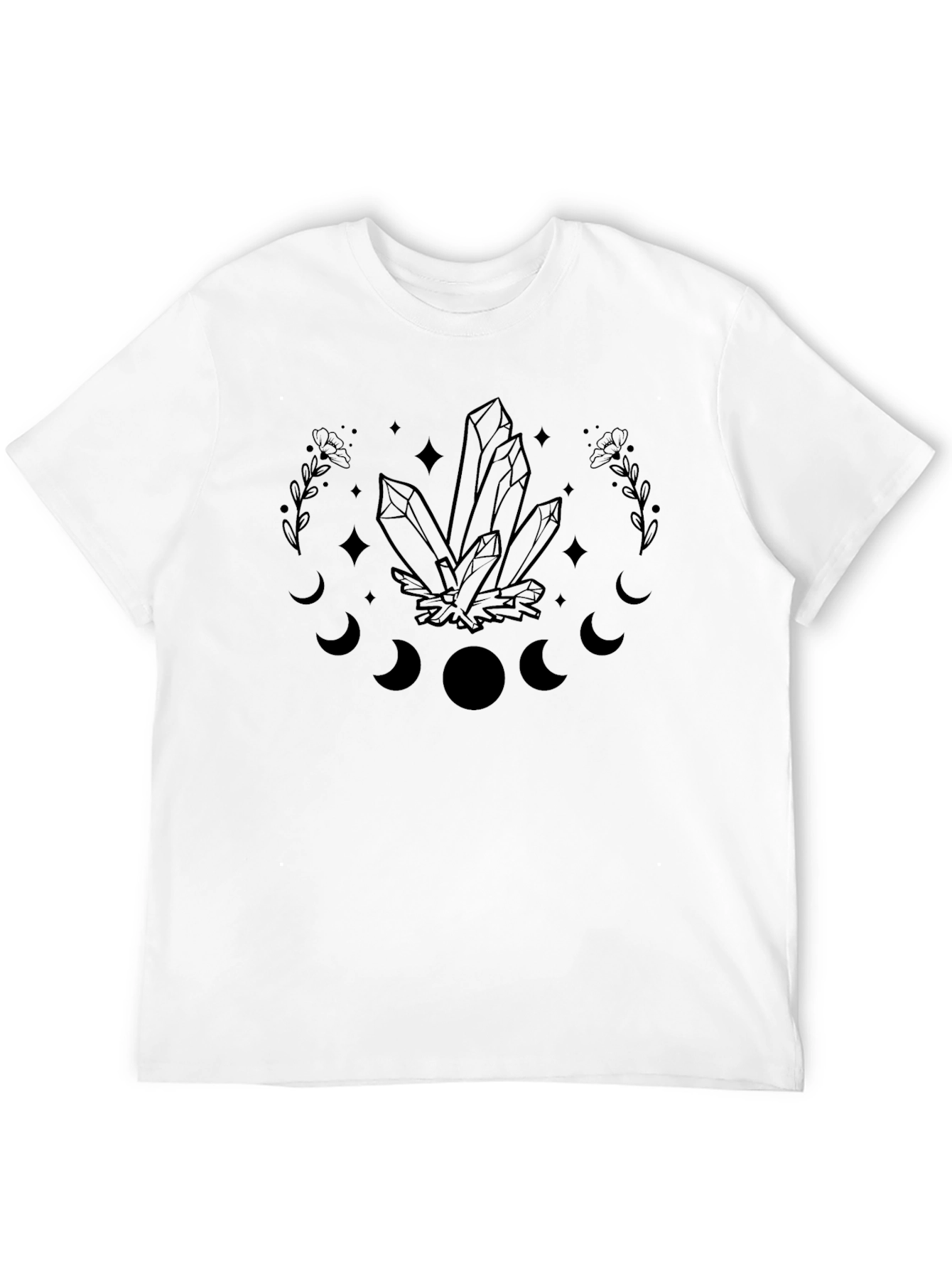 Crystal Moon Phase Graphic Tee - Black