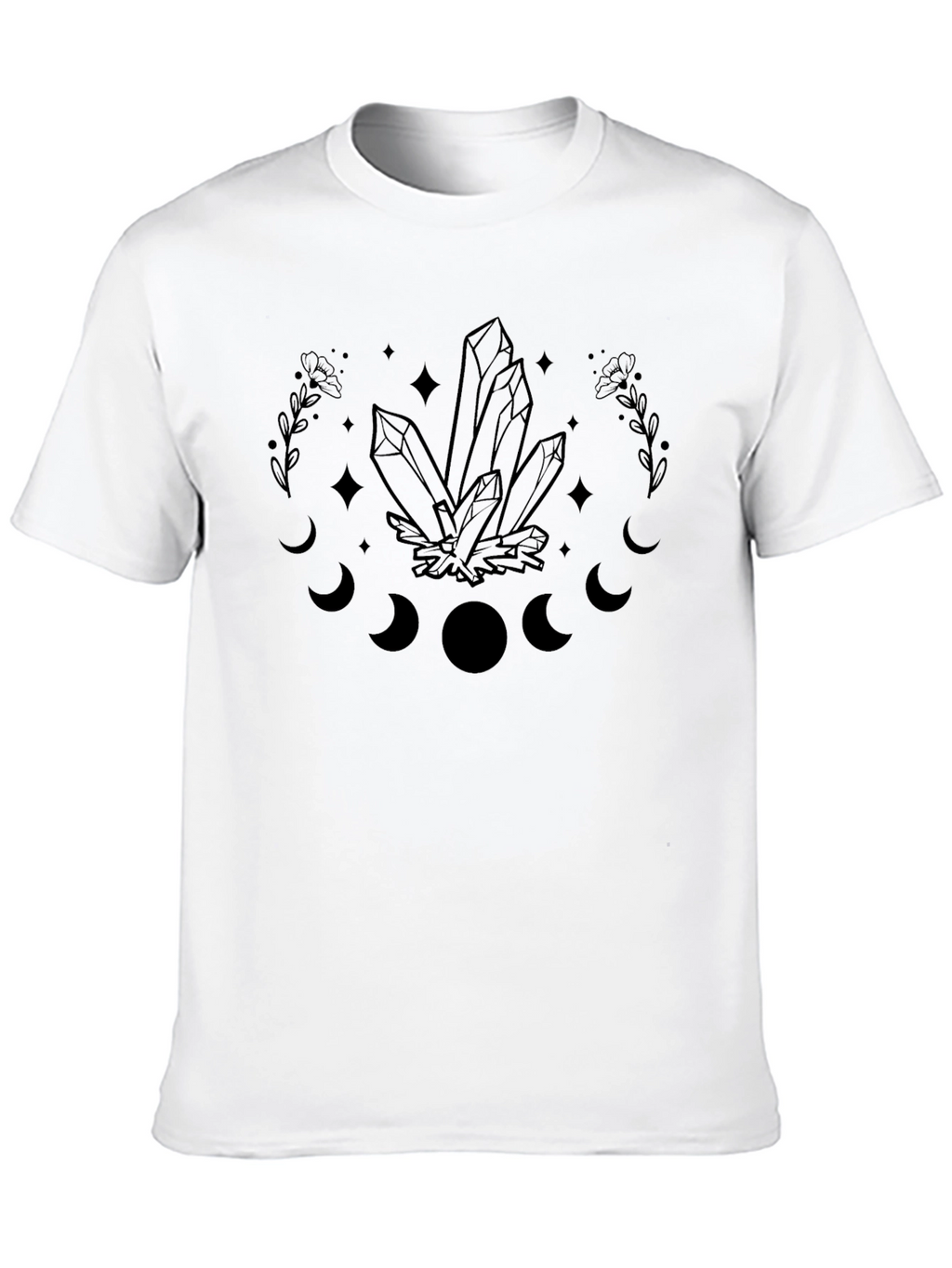 Crystal Moon Phase Graphic Tee - Black