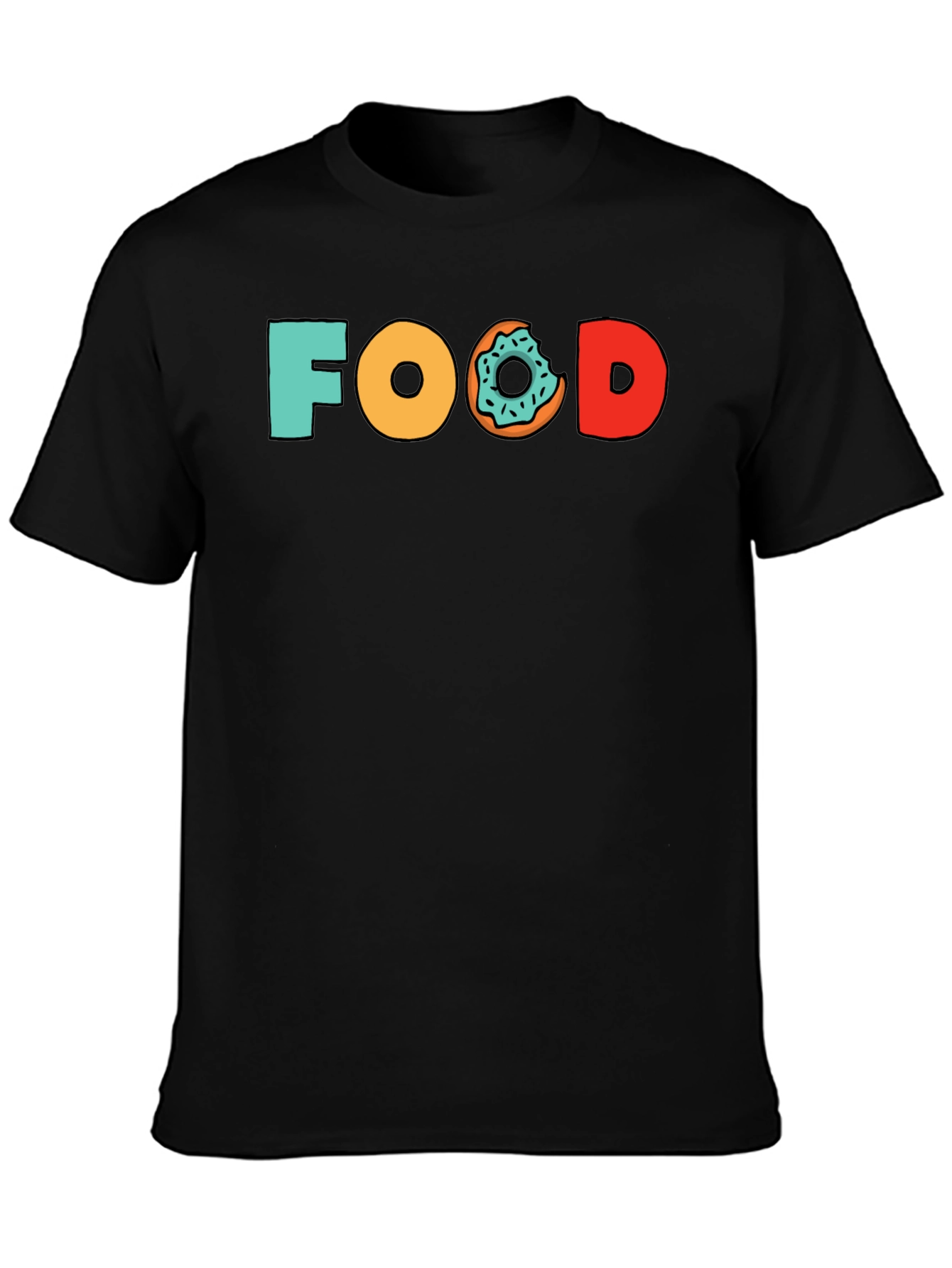Food Donut Graphic Tee - Black Cotton T-Shirt