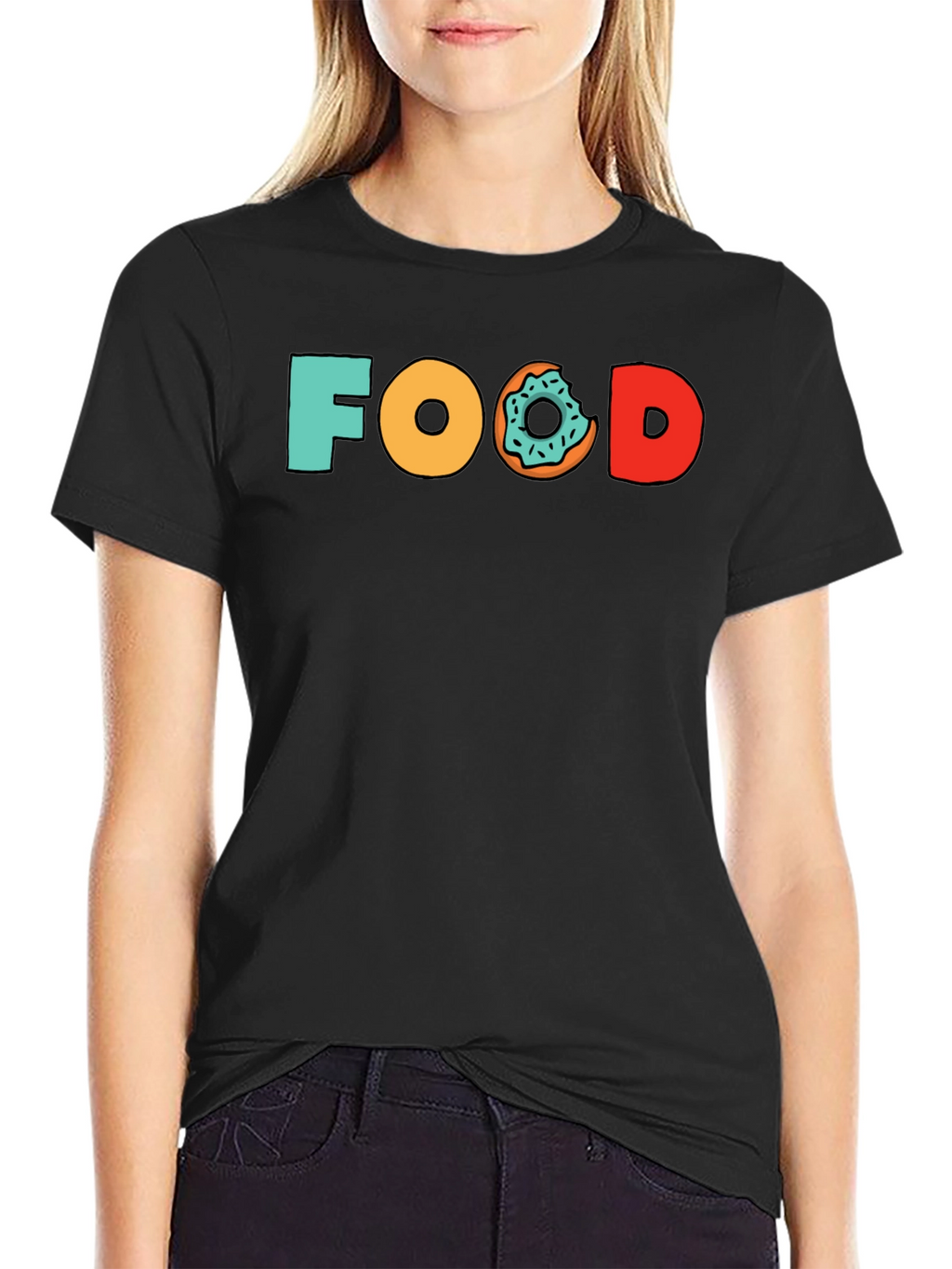 Food Donut Graphic Tee - Black Cotton T-Shirt