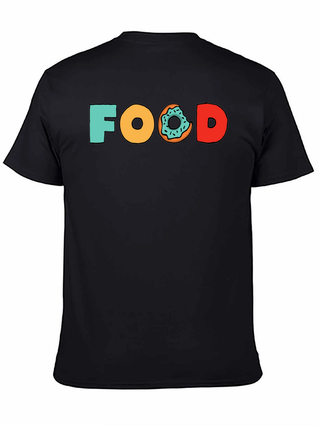 Food Donut Graphic Tee - Black Cotton T-Shirt