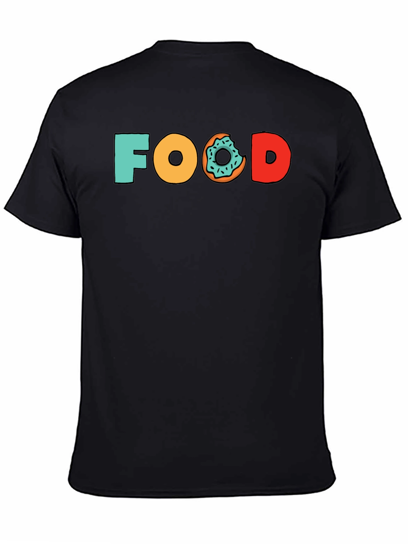 Food Donut Graphic Tee - Black Cotton T-Shirt