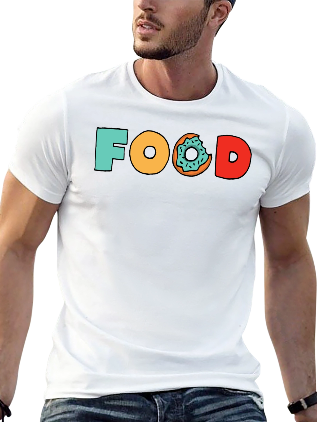 Food Donut Graphic Tee - Black Cotton T-Shirt