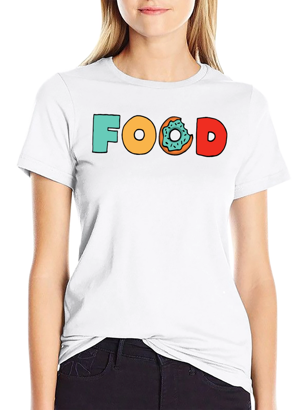 Food Donut Graphic Tee - Black Cotton T-Shirt