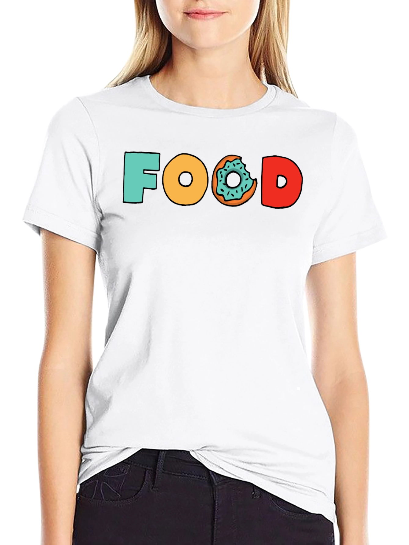 Food Donut Graphic Tee - Black Cotton T-Shirt