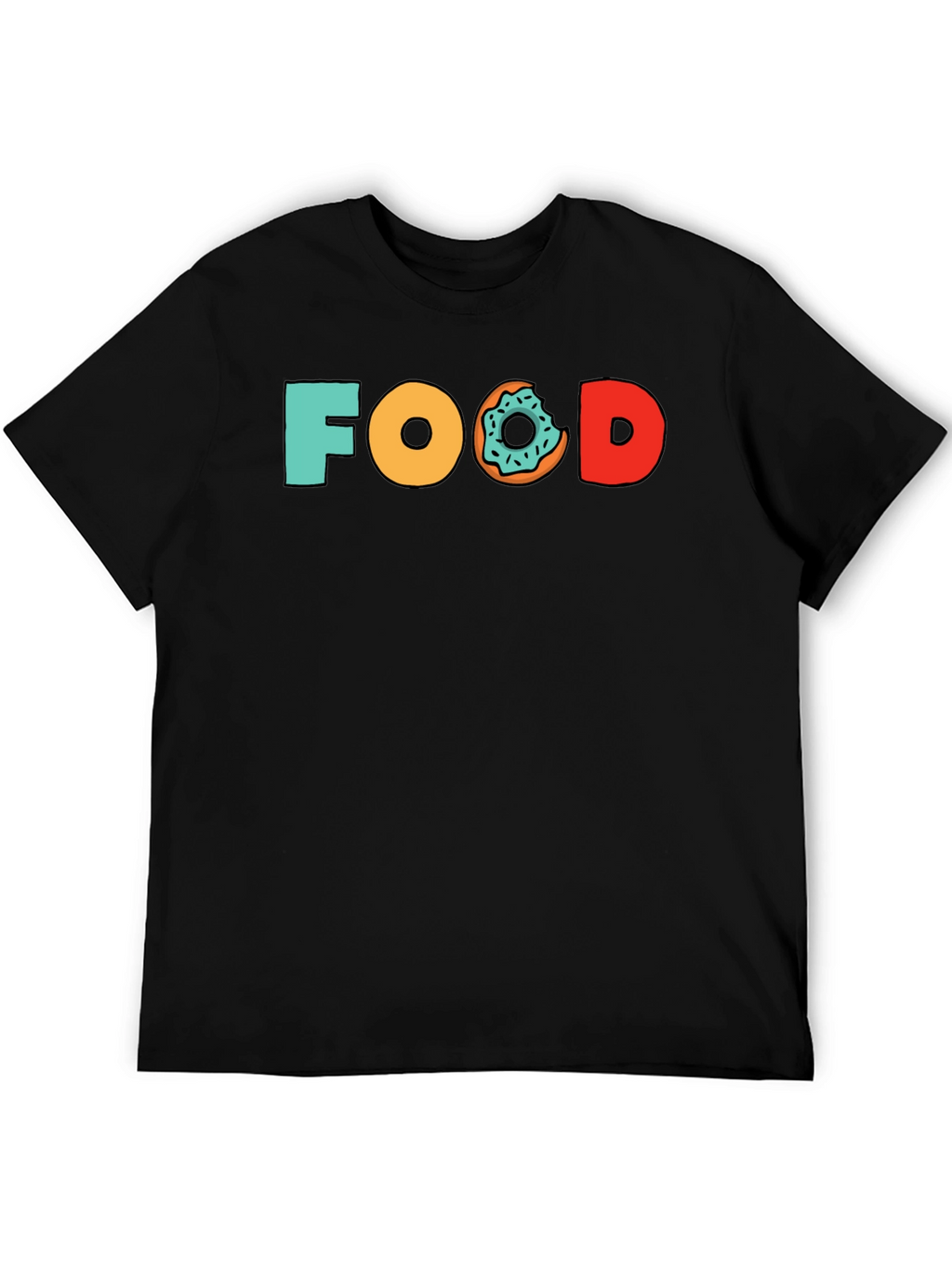 Food Donut Graphic Tee - Black Cotton T-Shirt