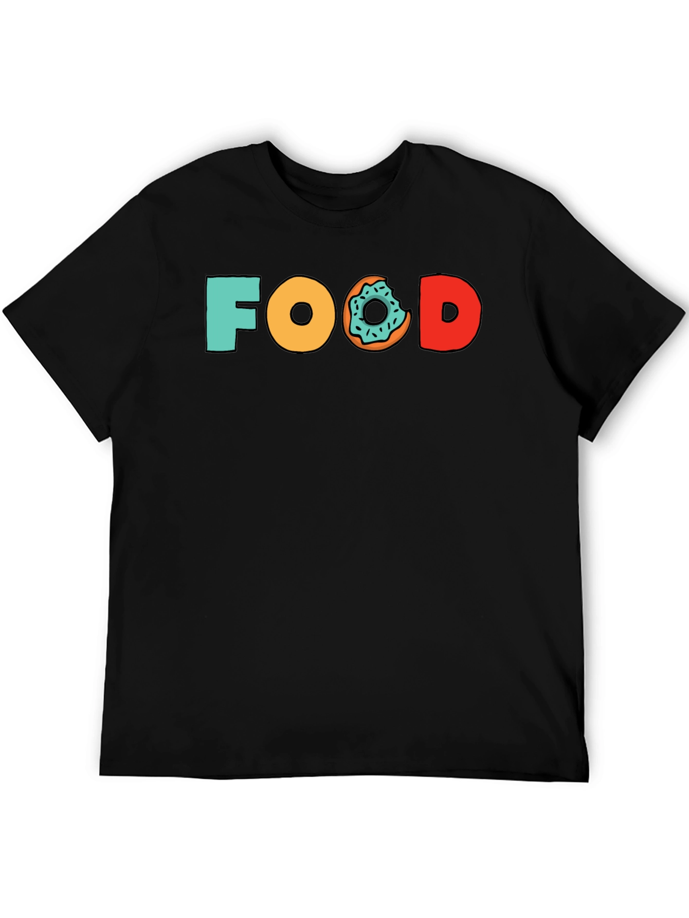Food Donut Graphic Tee - Black Cotton T-Shirt