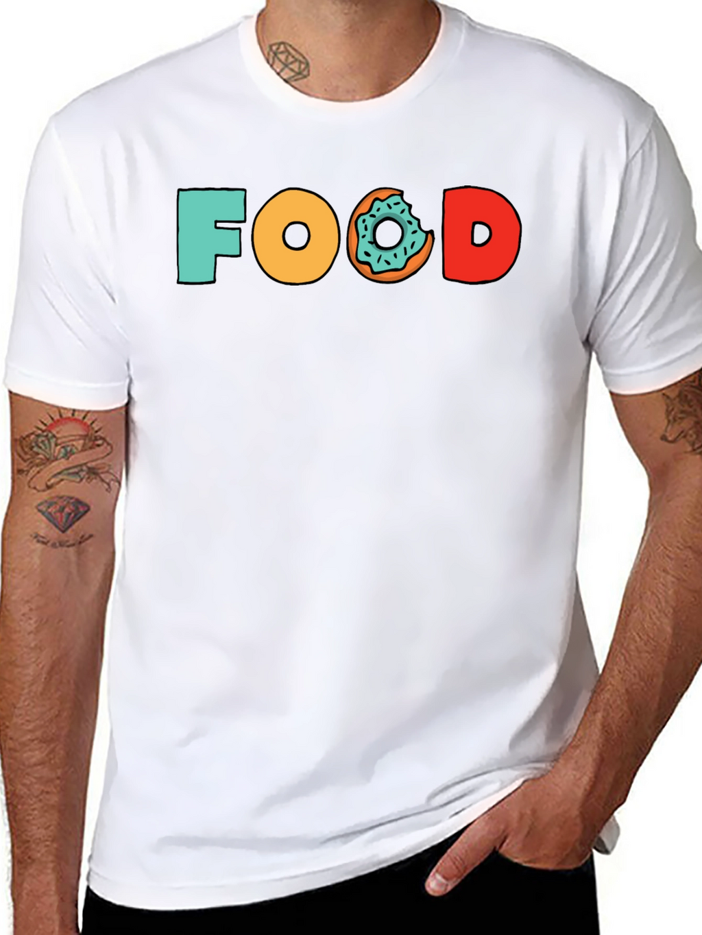 Food Donut Graphic Tee - Black Cotton T-Shirt