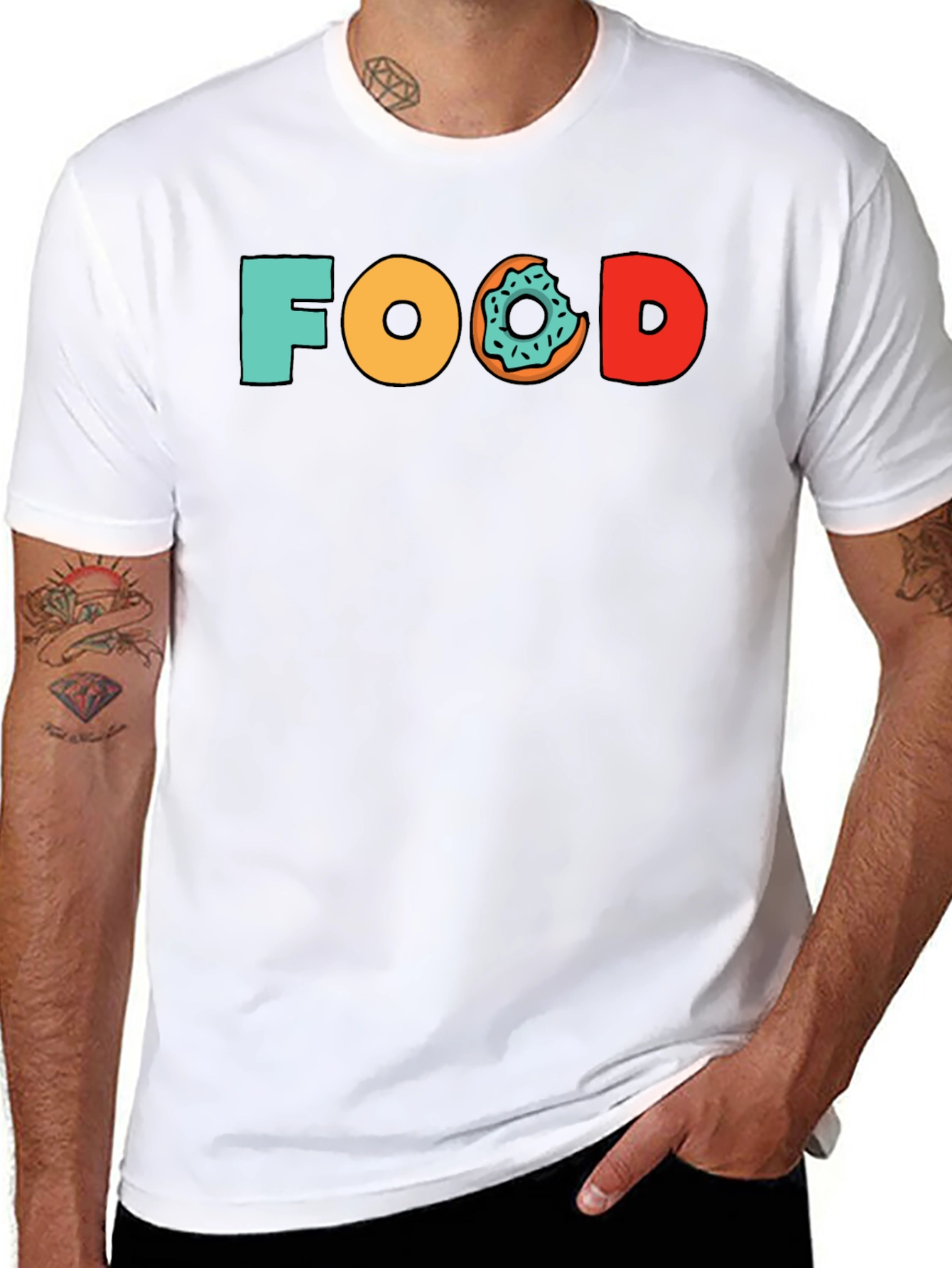 Food Donut Graphic Tee - Black Cotton T-Shirt