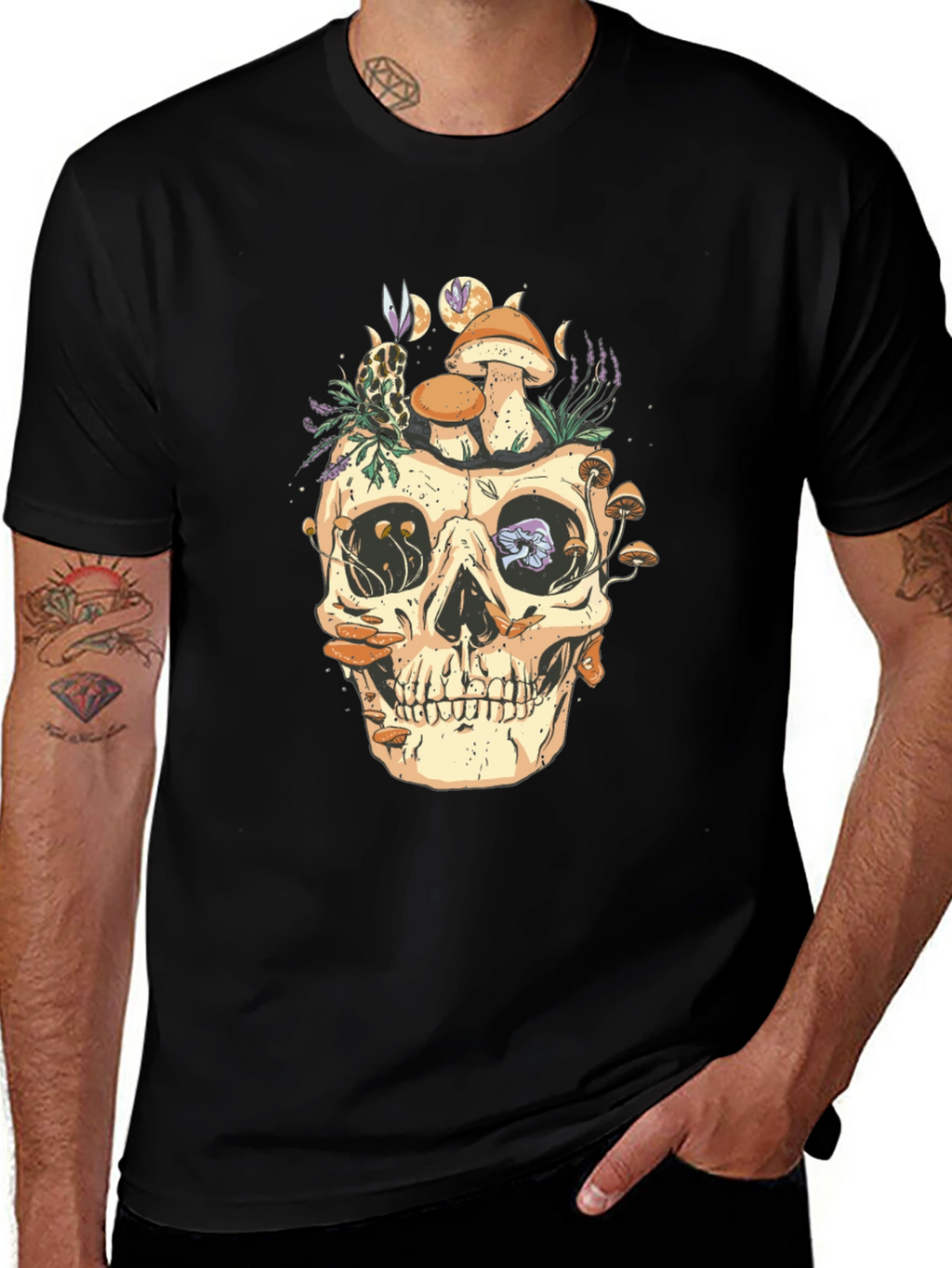 Skull & Mushrooms Graphic Tee