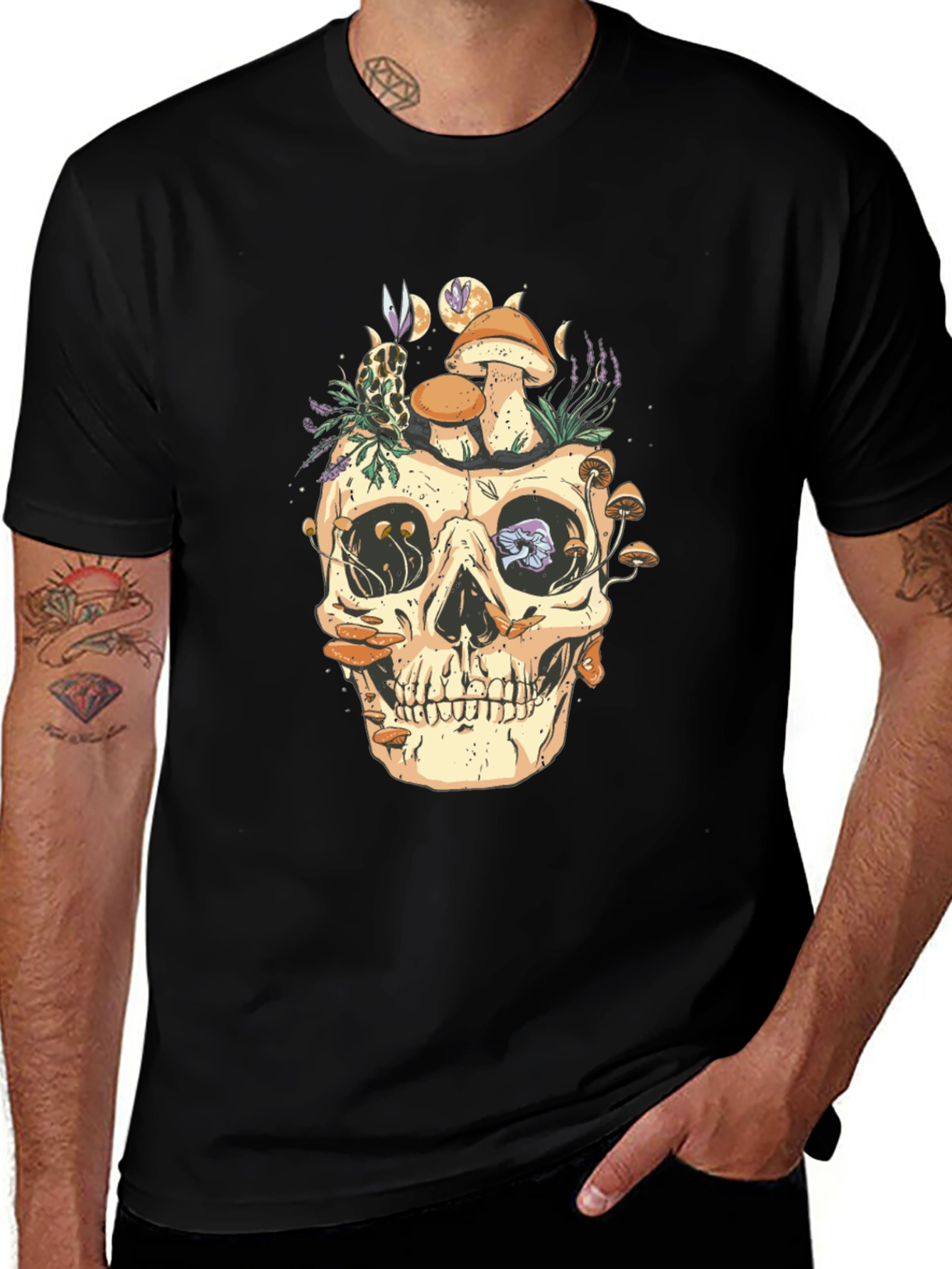 Skull & Mushrooms Graphic Tee