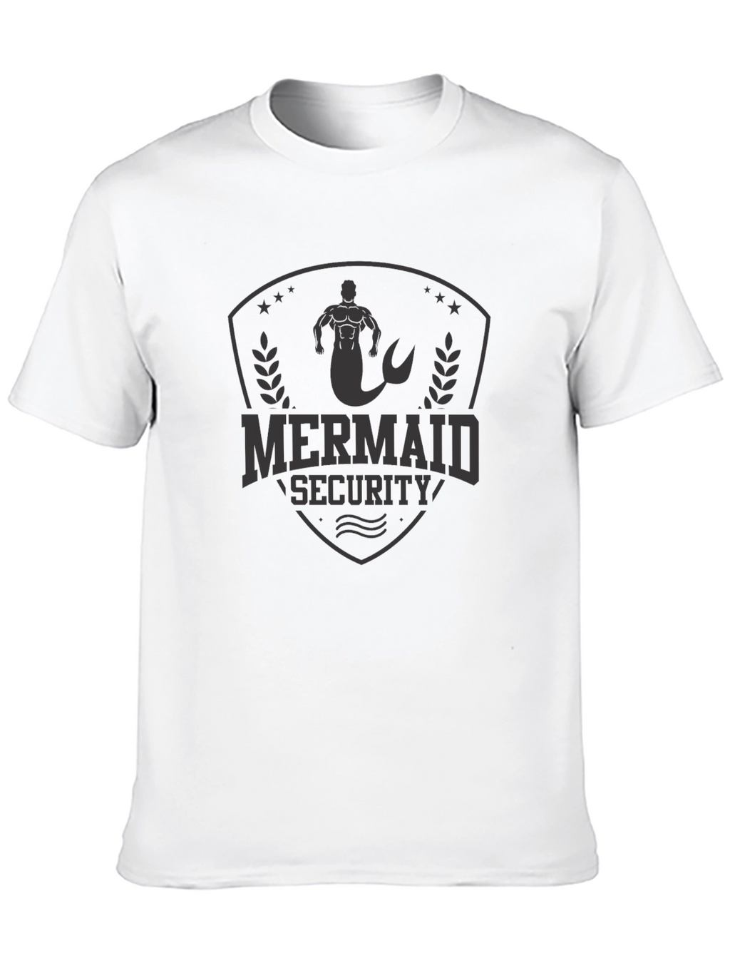 Mermaid Security Graphic Tee - Black Crew Neck