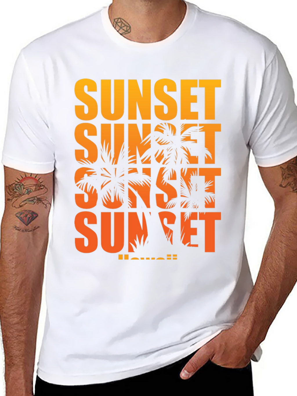 Sunset Hawaii Graphic T-Shirt - Black