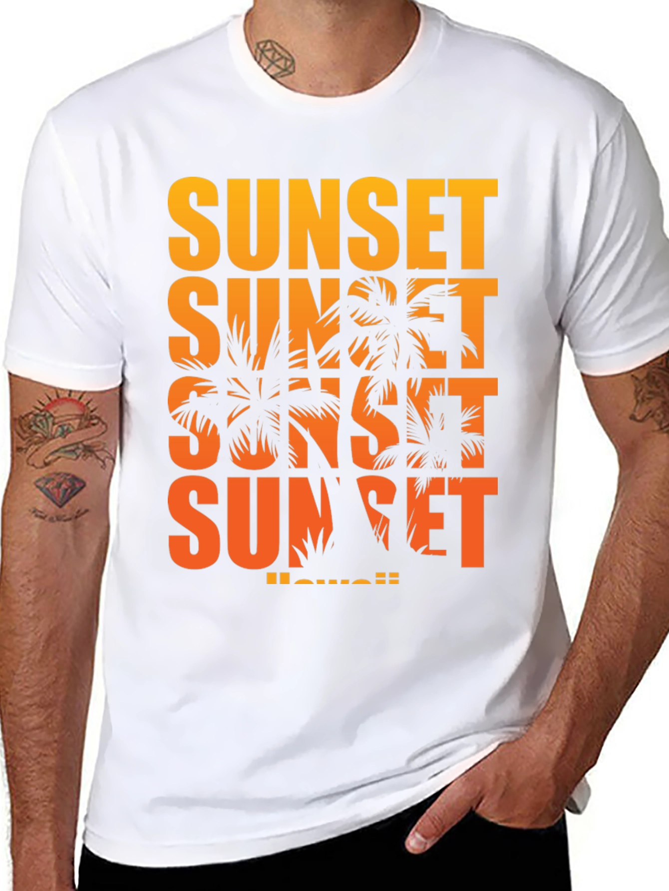 Sunset Hawaii Graphic T-Shirt - Black