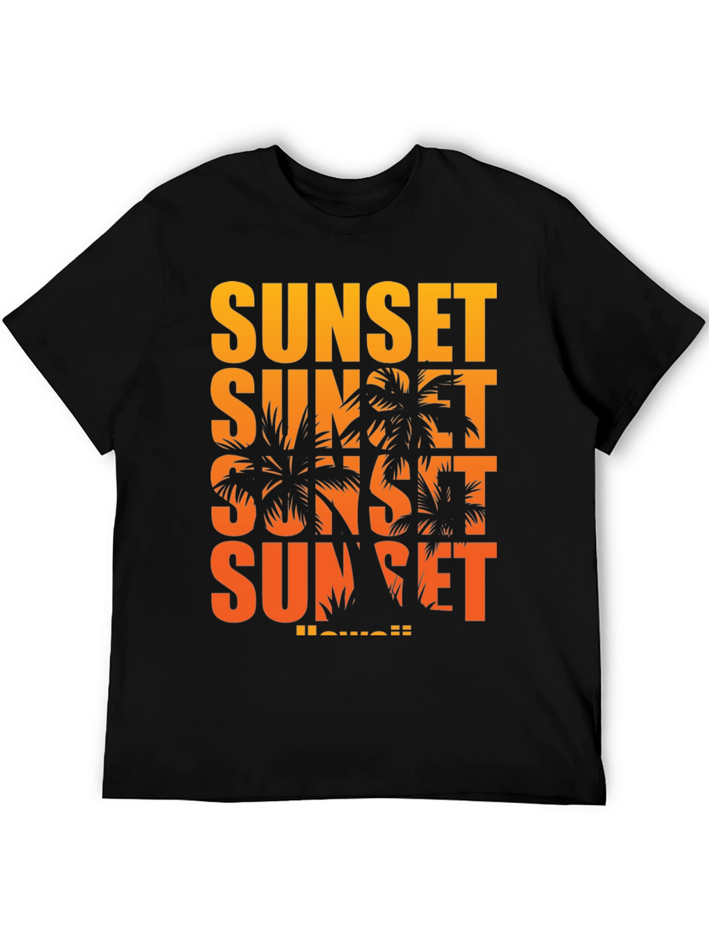 Sunset Hawaii Graphic T-Shirt - Black