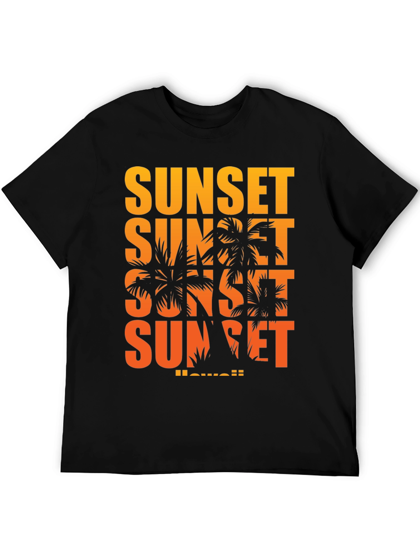 Sunset Hawaii Graphic T-Shirt - Black