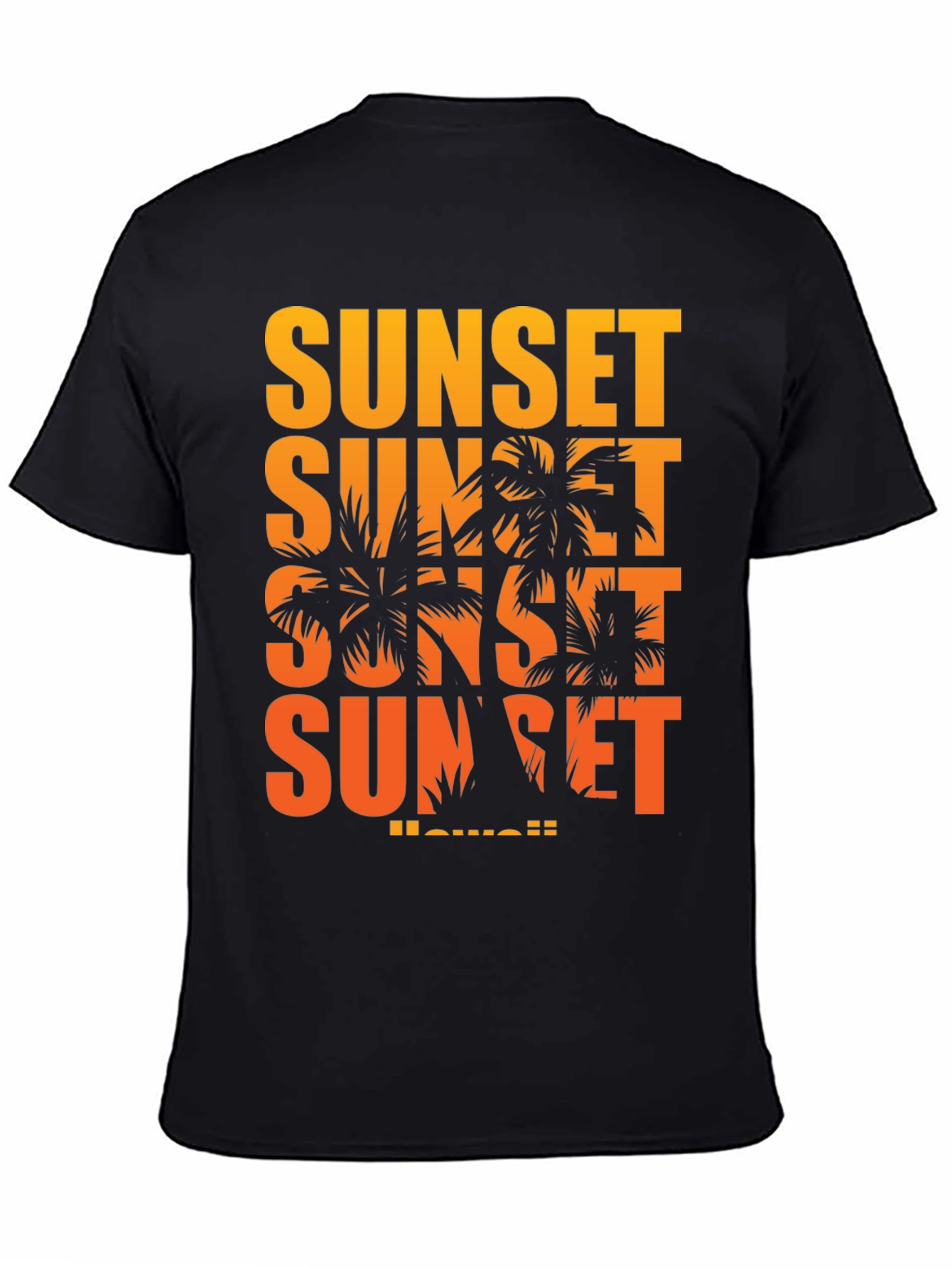 Sunset Hawaii Graphic T-Shirt - Black