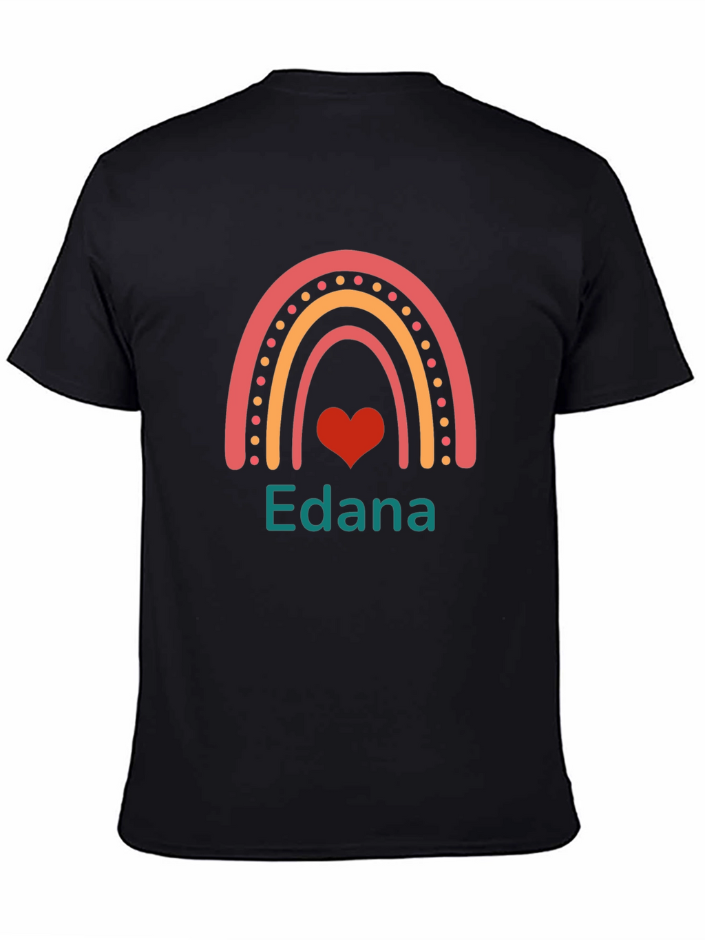 Edana Rainbow Heart Personalized Black T-Shirt