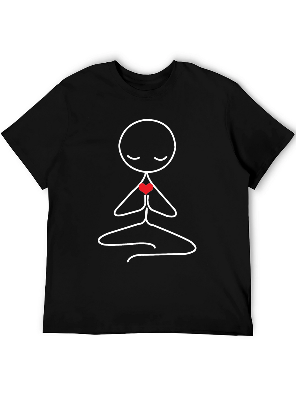 Meditating Stick Figure Heart Graphic T-Shirt