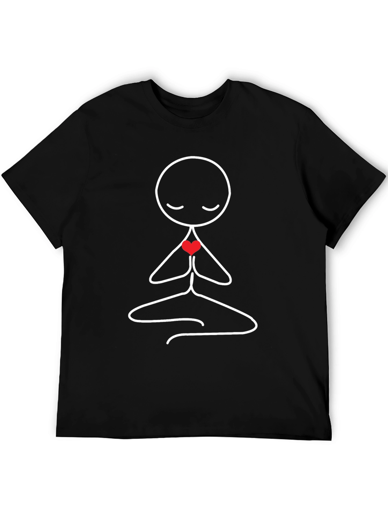 Meditating Stick Figure Heart Graphic T-Shirt