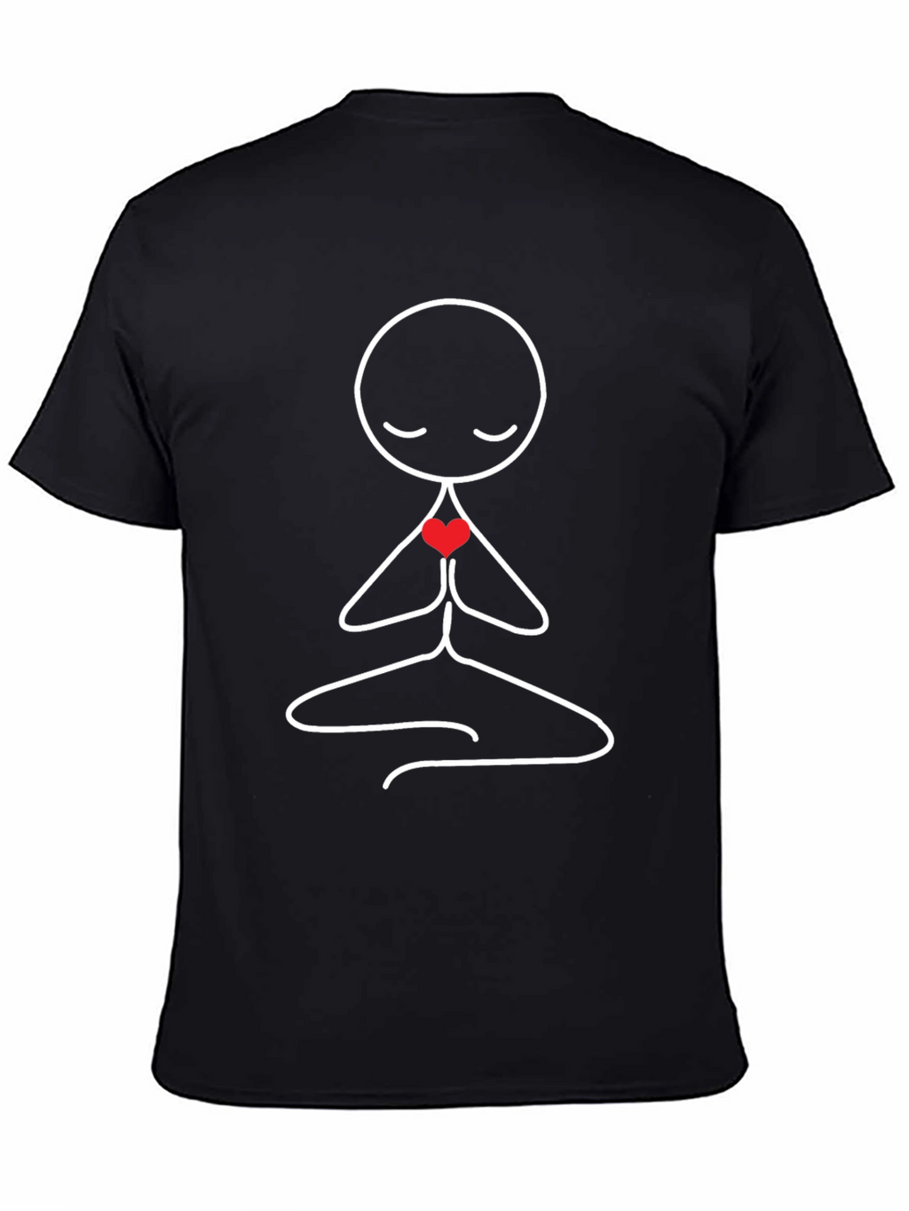 Meditating Stick Figure Heart Graphic T-Shirt