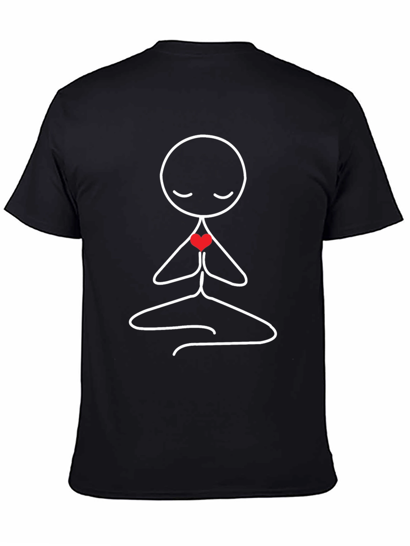 Meditating Stick Figure Heart Graphic T-Shirt