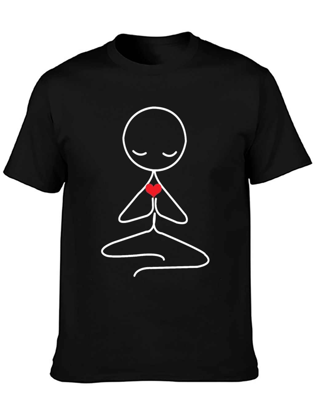 Meditating Stick Figure Heart Graphic T-Shirt
