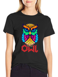 Colorful Owl Graphic T-Shirt