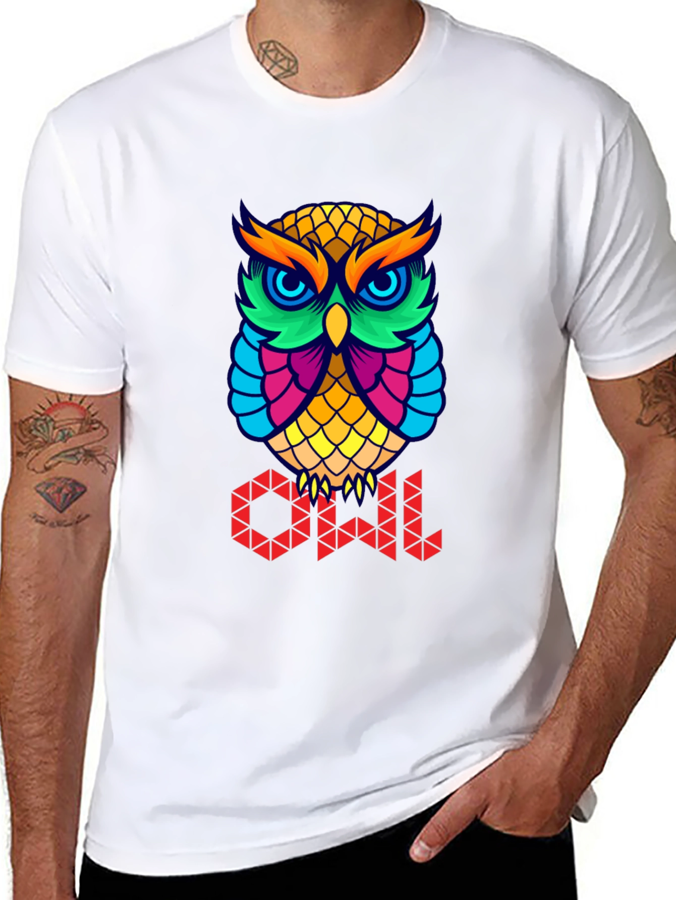 Colorful Owl Graphic T-Shirt