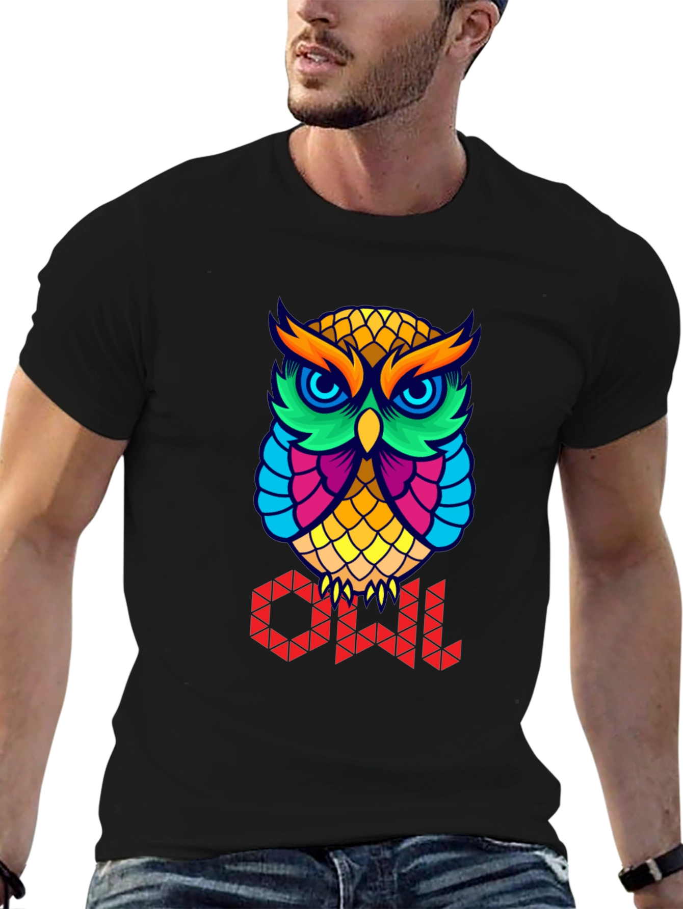 Colorful Owl Graphic T-Shirt